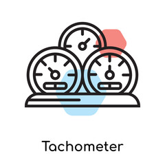 Tachometer icon vector sign and symbol isolated on white background, Tachometer logo concept, outline symbol, linear sign