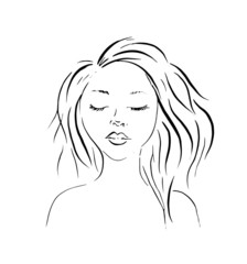 Ink Line Sketch of a young woman's face