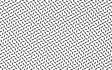 Black and white geometric background with small randomly scattered lines. Creative hipster pattern Vector illustration 