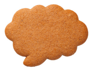 Gingerbread Speech Cloud Cookie Isolated on White Background