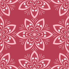 Floral seamless pattern. Red colored background