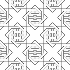 White and black geometric ornament. Seamless pattern