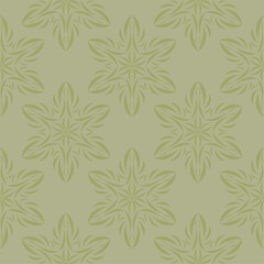 Olive green floral seamless pattern