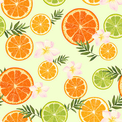 seamless pattern with citrus and flowers