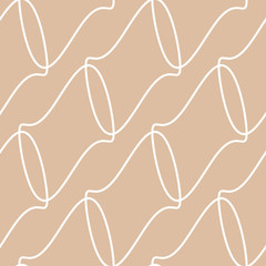 Geometric ornament. Beige and white seamless pattern