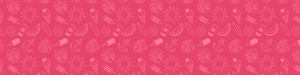 Summer header with funny doodles and copyspace. Vector.