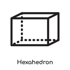 Hexahedron icon vector sign and symbol isolated on white background, Hexahedron logo concept, outline symbol, linear sign