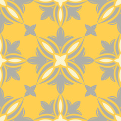 Seamless floral pattern. Bright yellow background with flower designs