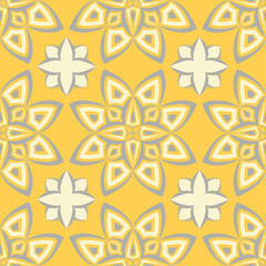 Floral background. Yellow gray and white seamless pattern