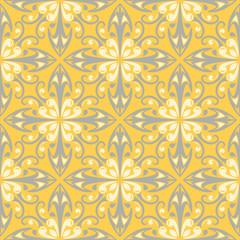 Seamless floral pattern. Bright yellow background with flower designs