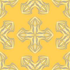 Floral background. Yellow gray and white seamless pattern