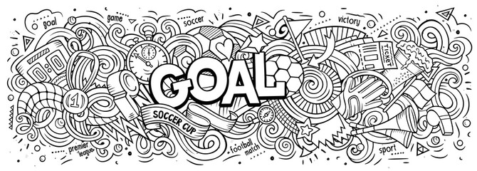 Cartoon cute doodles Goal word