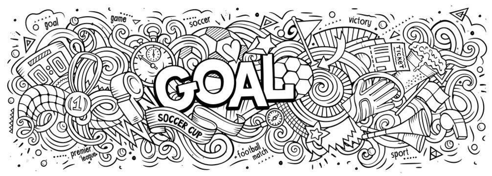 Cartoon cute doodles Goal word