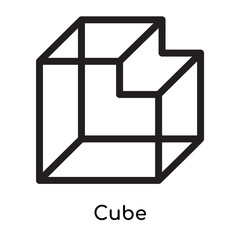 Cube icon vector sign and symbol isolated on white background, Cube logo concept, outline symbol, linear sign