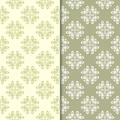Foto auf Acrylglas Olive green floral backgrounds. Set of seamless patterns © Liudmyla