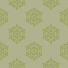 Olive green and gray floral seamless pattern