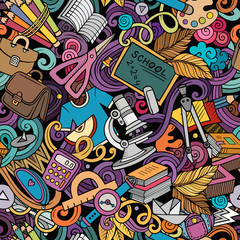 Cartoon cute doodles hand drawn School seamless pattern