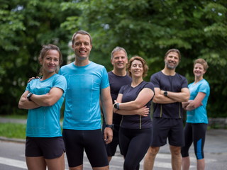 portrait of runners team on morning training