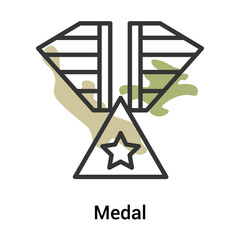 Medal icon vector sign and symbol isolated on white background, Medal logo concept, outline symbol, linear sign