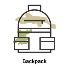 Backpack icon vector sign and symbol isolated on white background, Backpack logo concept, outline symbol, linear sign