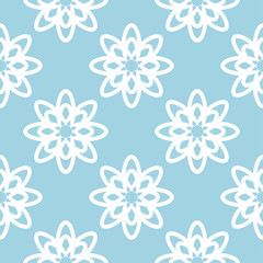 Fototapeta premium White floral seamless pattern on blue background