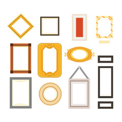 Vector frame gallery set collection. Rectangular and square art framework isolated.