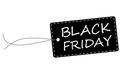 black and white label with text black friday
