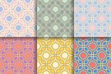 Seamless geometric background. Colored set abstract patterns.