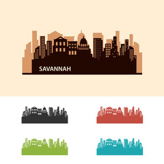 Naklejka premium Savannah City Skyline Logo Template
