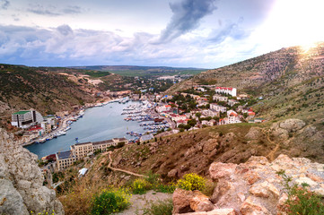 Fototapeta na wymiar view from the mountain to the Balaklava bay, Crimea Ukraine