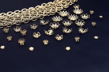 Crafts components. Cups for beads and chains. Silver plated components for creativity. Silver plated components for creativity. Jewelry findings store details 