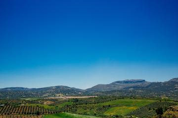 Obraz premium The view of the Serranía de Ronda mountains and countryside seen from Ronda, Andalusia, Spain.