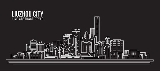Cityscape Building Line art Vector Illustration design - Liuzhou city
