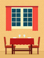 kitchen interior with laid table and romantic setting