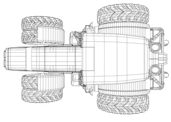 Working Tractor Vector. Created illustration of 3d.