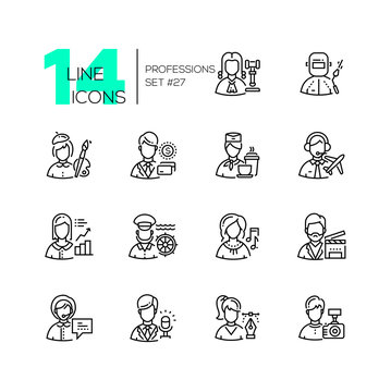 Professions - set of line design style icons