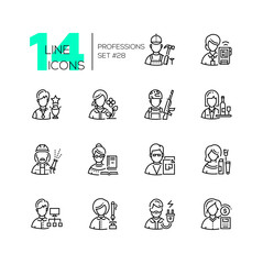 Professions - set of line design style icons
