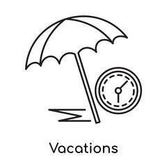Vacations icon vector sign and symbol isolated on white background, Vacations logo concept