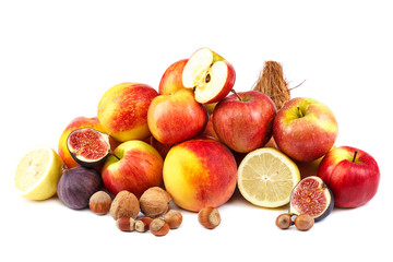 Fresh fruits isolated on a white background.