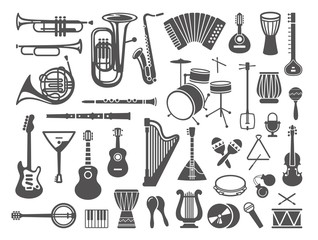 Naklejka premium Collection of musical instruments icons