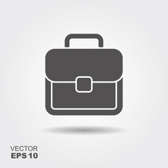 Flat Icon of Briefcase with shadow . Vector logo