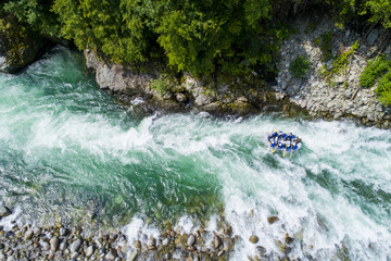 White water rafting on alpine river. Sesia river, Piedmont, Italy. - 209704345