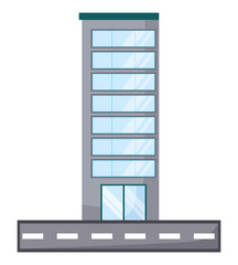 street with city building icon over white background, vector illustration