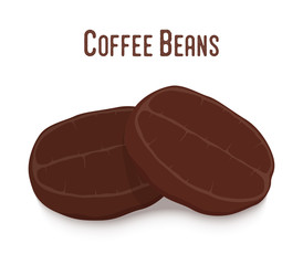 Vector coffee bean, robusta. Roasted seed in cartoon flat style