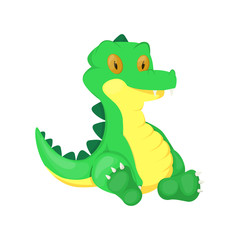 Crocodile animal cartoon alligator vector character green zoo wildlife reptile predator illustration.