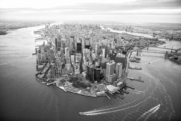 Keuken foto achterwand Luchtfoto van de skyline van Manhattan bij zonsondergang, New York City © f11photo