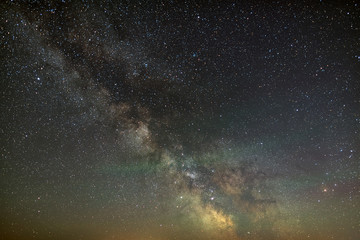 Galaxy The Milky Way in the night sky with stars. A view of the open space. Long exposure.