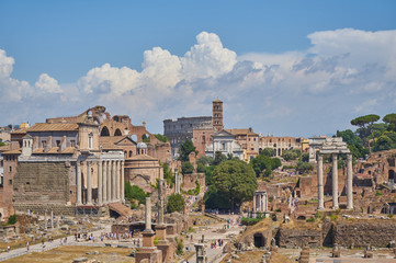Naklejka premium Roman forum. Historical Rome. Old buildings and columns. 