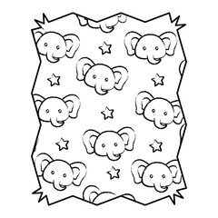 abstract frame with cute elephants pattern over white background, vector illustration