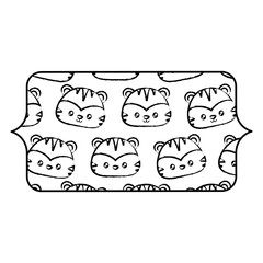 banner with cute tigers pattern over white background, vector illustration